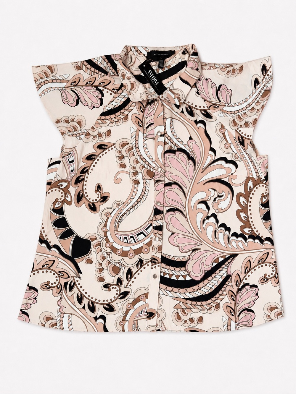 White House Black Market Flutter Sleeve Crepe Shell Blouse L - Picture 2 of 11